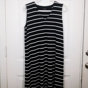 J Jill Wearever Collection Womens Size L- A Line Dress V Neck Sleeveless Striped